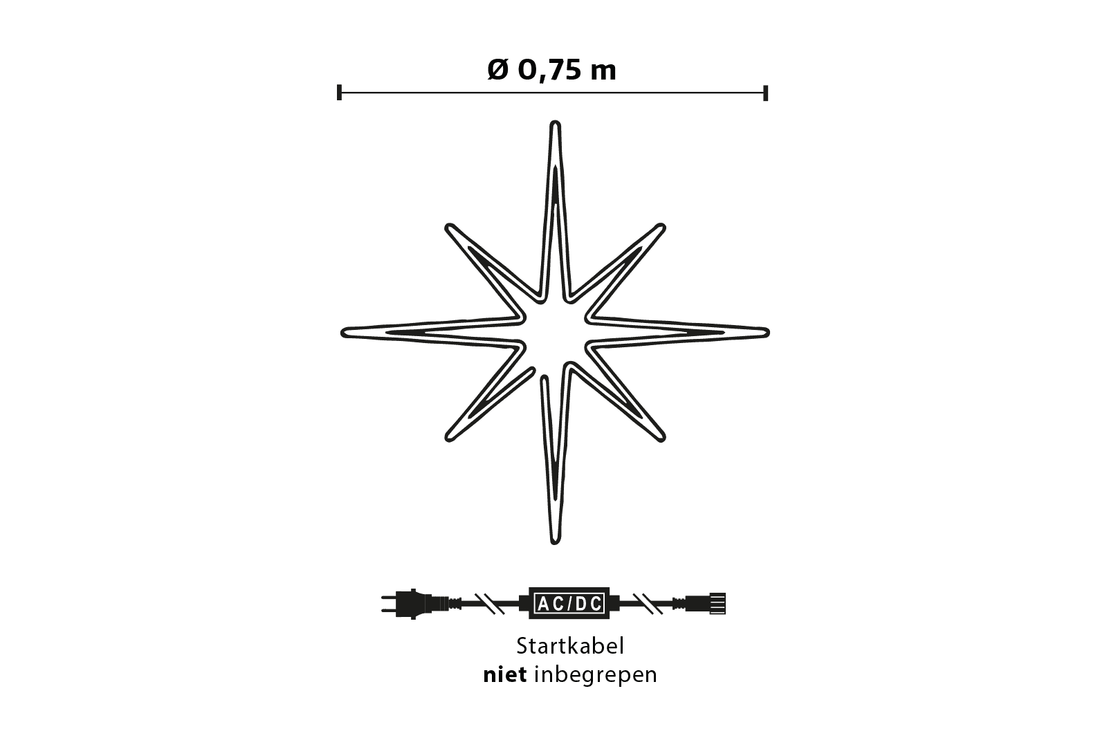 Kerstverlichting Ster groot - Ø 75 cm · Koppelbaar