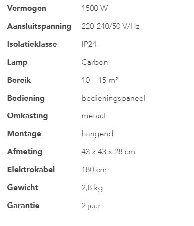 EUROM Partytent heater 1500 Sail G (grijs)