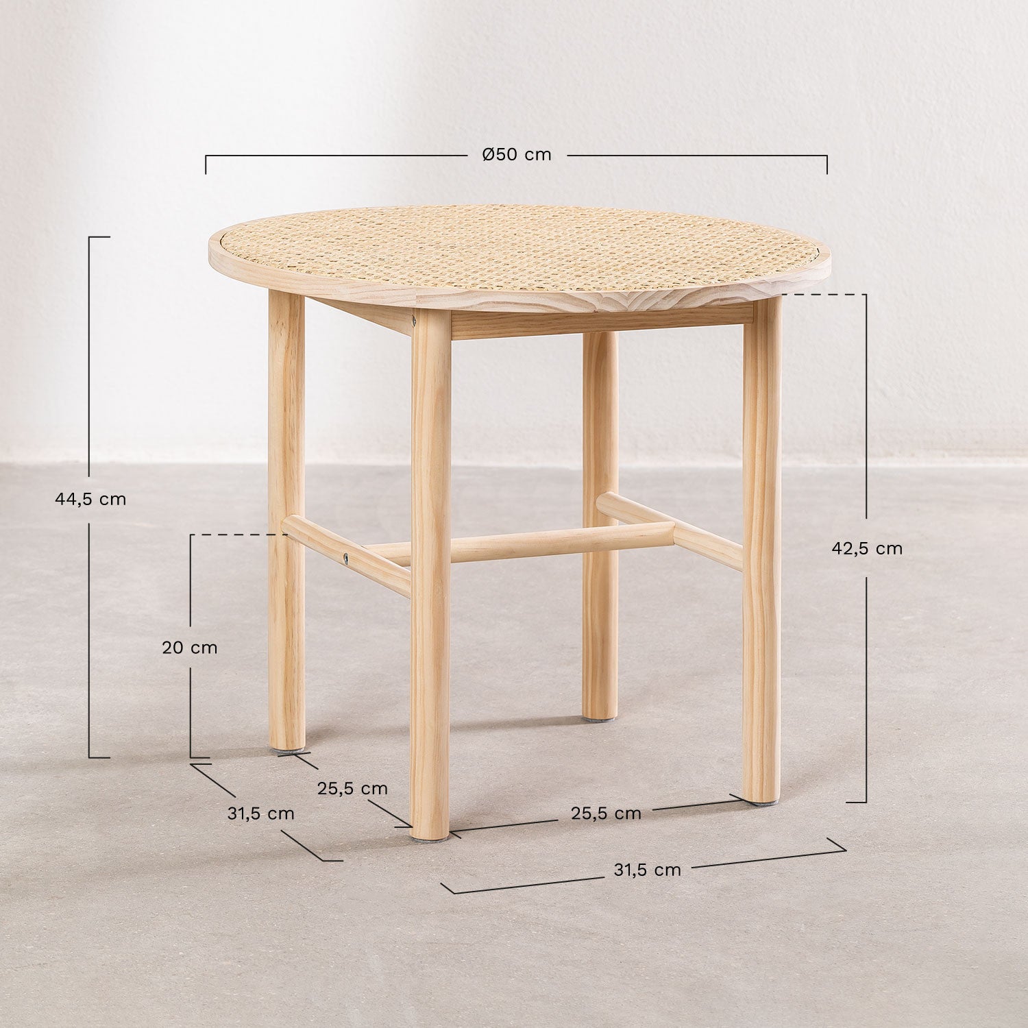 Bijzettafel / kids tafel rotan naturel Ø 50cm